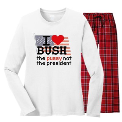 I Love Bush Women's Long Sleeve Flannel Pajama Set 