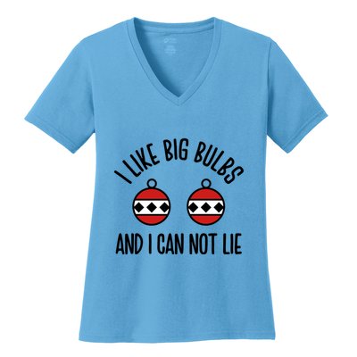 I Like Big Bulbs And I Can Not Lie Funny Christmas Balls Gift Women's V-Neck T-Shirt