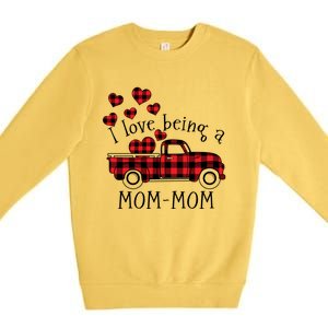 I Love Being A Momcute Giftmom Red Truck With Heart Valentine's Day Gift Premium Crewneck Sweatshirt