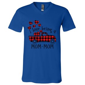 I Love Being A Momcute Giftmom Red Truck With Heart Valentine's Day Gift V-Neck T-Shirt