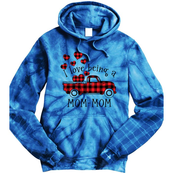 I Love Being A Momcute Giftmom Red Truck With Heart Valentine's Day Gift Tie Dye Hoodie