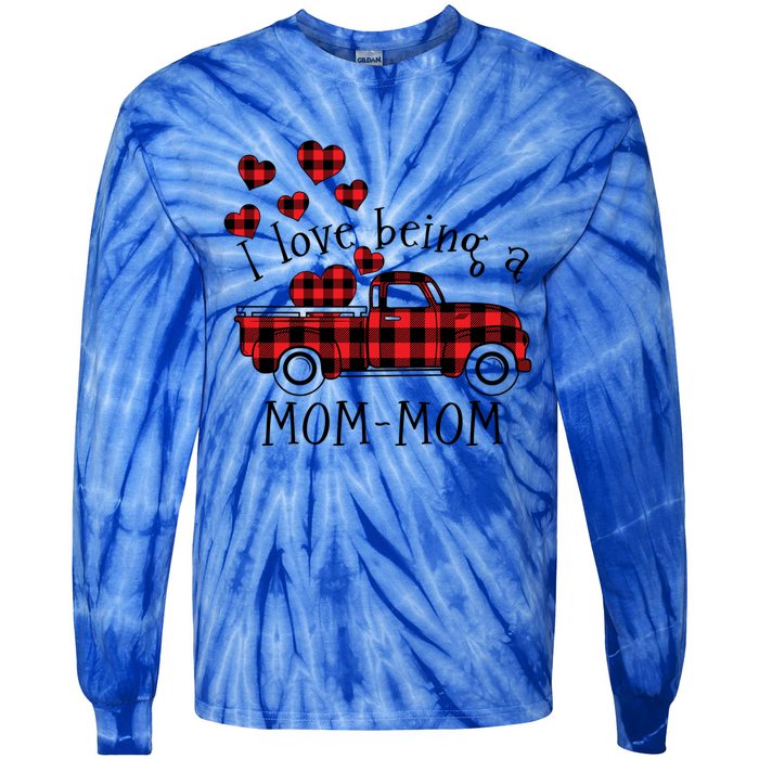 I Love Being A Momcute Giftmom Red Truck With Heart Valentine's Day Gift Tie-Dye Long Sleeve Shirt