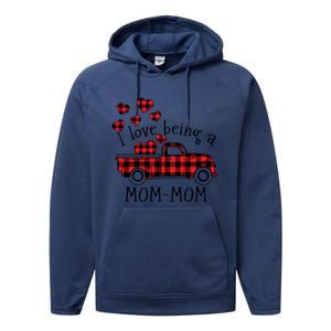 I Love Being A Momcute Giftmom Red Truck With Heart Valentine's Day Gift Performance Fleece Hoodie