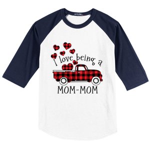 I Love Being A Momcute Giftmom Red Truck With Heart Valentine's Day Gift Baseball Sleeve Shirt