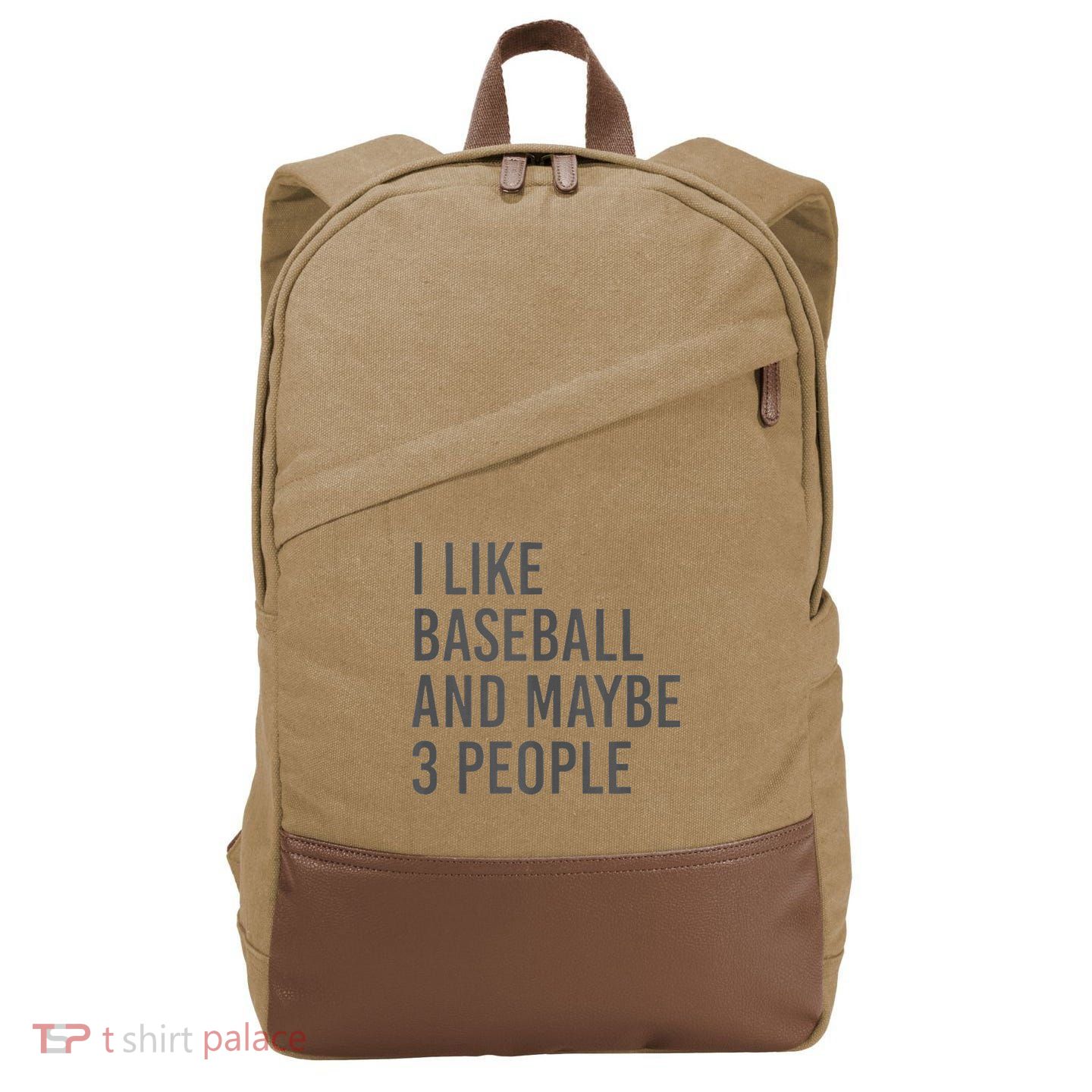 I Like Baseball And Maybe 3 People Cotton Canvas Backpack