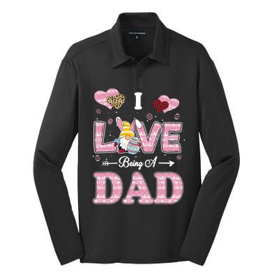 I Love Being Dad Easter Gnome Family Matching Gift Silk Touch Performance Long Sleeve Polo