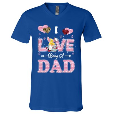 I Love Being Dad Easter Gnome Family Matching Gift V-Neck T-Shirt