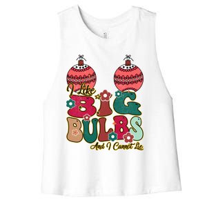 I Like Big Bulbs I Can Not Lie Christmas Couple Matching Cute Gift Women's Racerback Cropped Tank