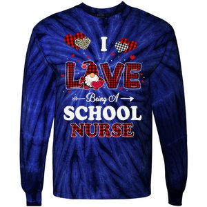 I Love Being A School Nurses Teacher Valentines Day Gnome Gift Tie-Dye Long Sleeve Shirt