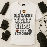 I Love Big Sacks Tight Ends And A Strong D Funny Football Cooling Performance Crew T-Shirt