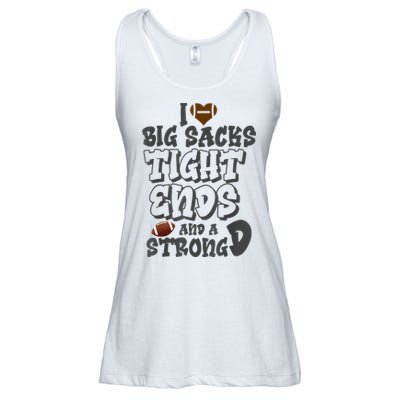 I Love Big Sacks Tight Ends And A Strong D Funny Football Ladies Essential Flowy Tank