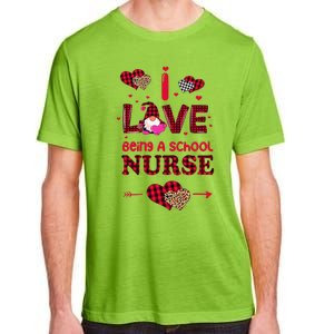 I Love Being A School Nurses Teacher Valentines Day Gnome Adult ChromaSoft Performance T-Shirt