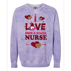 I Love Being A School Nurses Teacher Valentines Day Gnome Colorblast Crewneck Sweatshirt