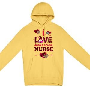 I Love Being A School Nurses Teacher Valentines Day Gnome Premium Pullover Hoodie