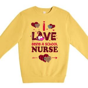 I Love Being A School Nurses Teacher Valentines Day Gnome Premium Crewneck Sweatshirt