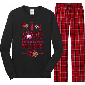 I Love Being A School Nurses Teacher Valentines Day Gnome Long Sleeve Pajama Set