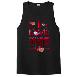 I Love Being A School Nurses Teacher Valentines Day Gnome PosiCharge Competitor Tank