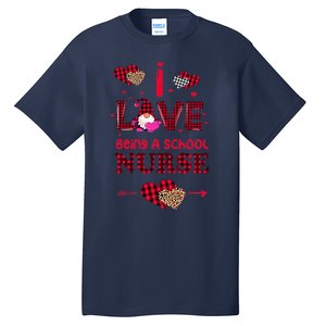 I Love Being A School Nurses Teacher Valentines Day Gnome Tall T-Shirt