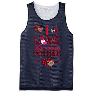 I Love Being A School Nurses Teacher Valentines Day Gnome Mesh Reversible Basketball Jersey Tank