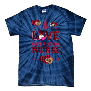 I Love Being A School Nurses Teacher Valentines Day Gnome Tie-Dye T-Shirt