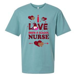 I Love Being A School Nurses Teacher Valentines Day Gnome Sueded Cloud Jersey T-Shirt