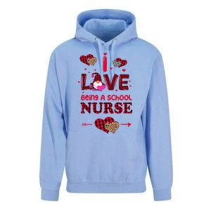 I Love Being A School Nurses Teacher Valentines Day Gnome Unisex Surf Hoodie