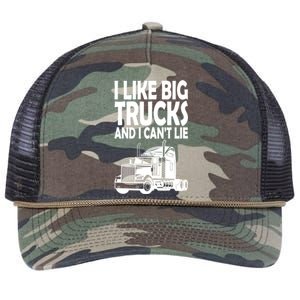 I Like Big Trucks And I CanT Lie Gift Retro Rope Trucker Hat Cap