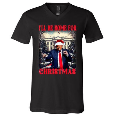 I Ll Be Home For Christmas Trump V-Neck T-Shirt