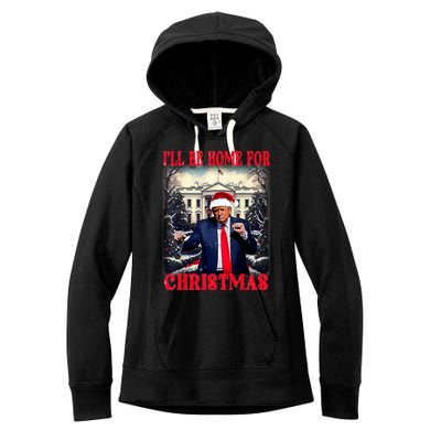 I Ll Be Home For Christmas Trump Women's Fleece Hoodie