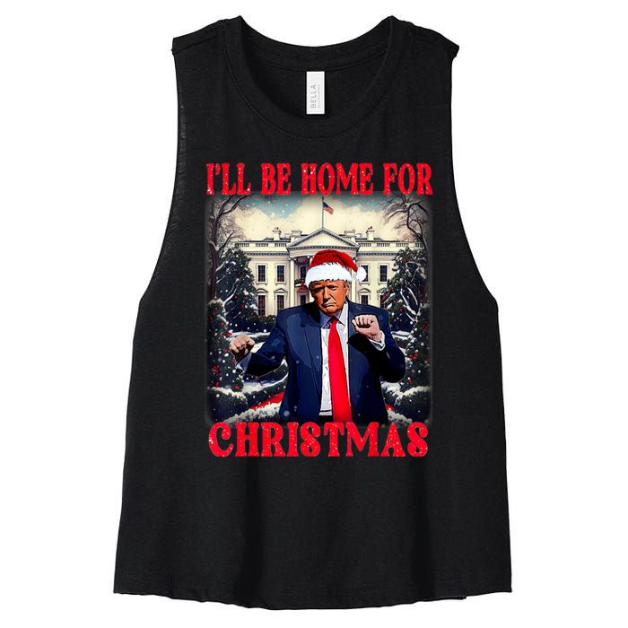 I Ll Be Home For Christmas Trump Women's Racerback Cropped Tank