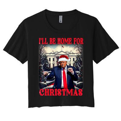 I Ll Be Home For Christmas Trump Women's Crop Top Tee