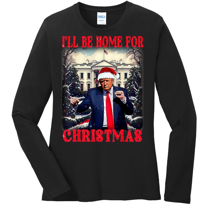 I Ll Be Home For Christmas Trump Ladies Long Sleeve Shirt