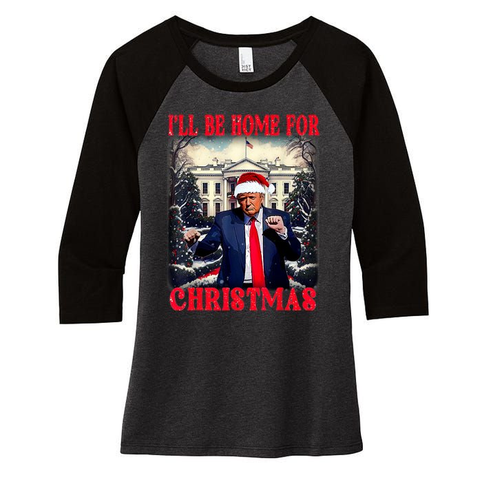 I Ll Be Home For Christmas Trump Women's Tri-Blend 3/4-Sleeve Raglan Shirt