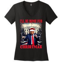 I Ll Be Home For Christmas Trump Women's V-Neck T-Shirt