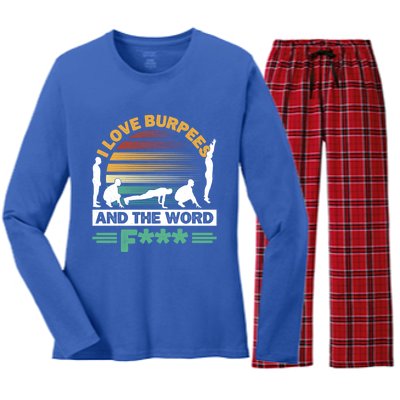 I Love Burpees Design For Aerobic Workout Gift Women's Long Sleeve Flannel Pajama Set 