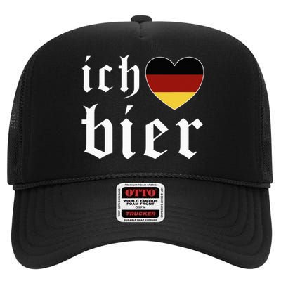 Ich Liebe Bier German Flag Oktoberfest Costume Beer Festival High Crown Mesh Back Trucker Hat