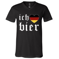 Ich Liebe Bier German Flag Oktoberfest Costume Beer Festival V-Neck T-Shirt