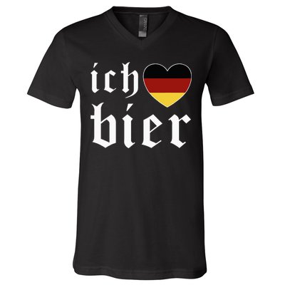 Ich Liebe Bier German Flag Oktoberfest Costume Beer Festival V-Neck T-Shirt