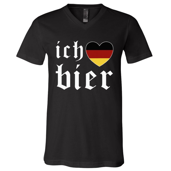 Ich Liebe Bier German Flag Oktoberfest Costume Beer Festival V-Neck T-Shirt