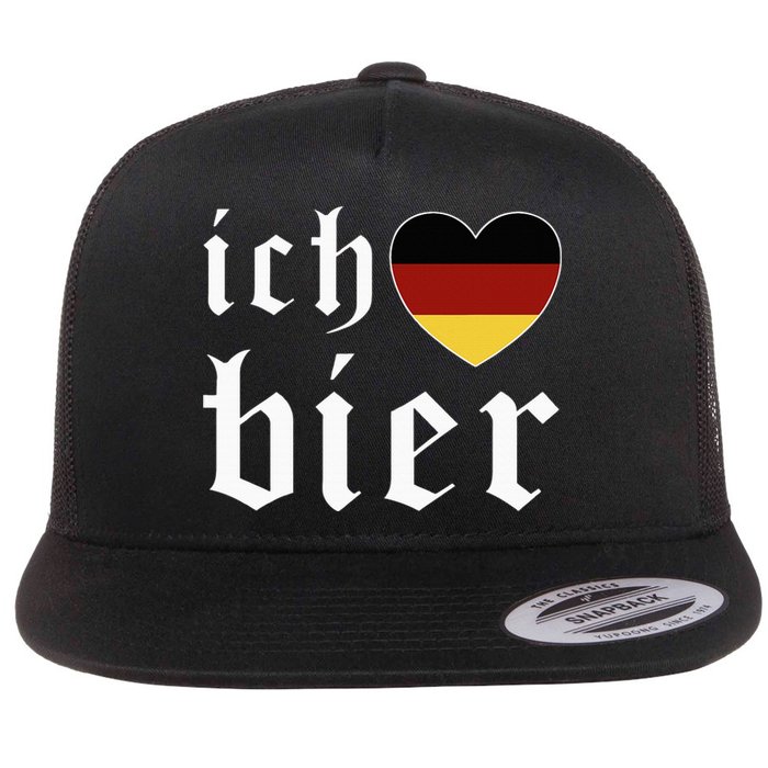 Ich Liebe Bier German Flag Oktoberfest Costume Beer Festival Flat Bill Trucker Hat