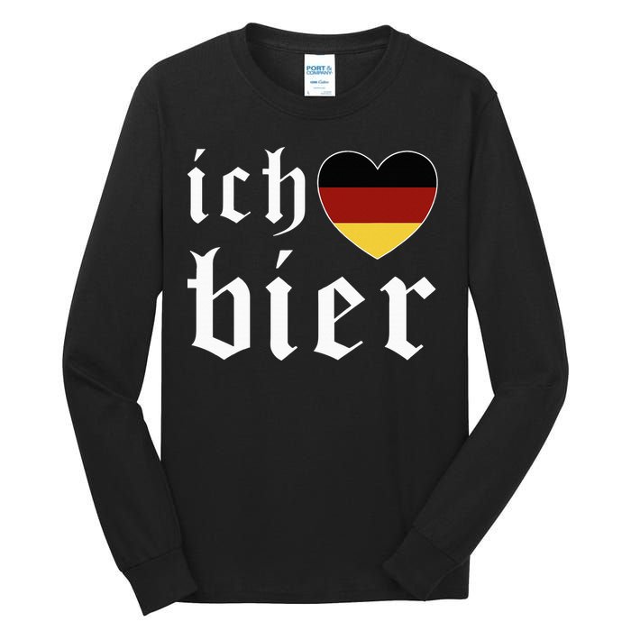 Ich Liebe Bier German Flag Oktoberfest Costume Beer Festival Tall Long Sleeve T-Shirt