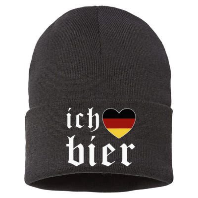 Ich Liebe Bier German Flag Oktoberfest Costume Beer Festival Sustainable Knit Beanie