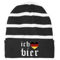 Ich Liebe Bier German Flag Oktoberfest Costume Beer Festival Striped Beanie with Solid Band