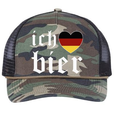 Ich Liebe Bier German Flag Oktoberfest Costume Beer Festival Retro Rope Trucker Hat Cap