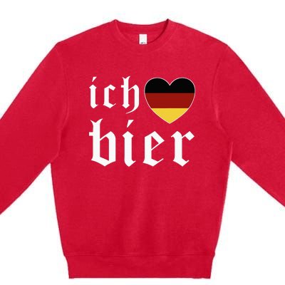 Ich Liebe Bier German Flag Oktoberfest Costume Beer Festival Premium Crewneck Sweatshirt