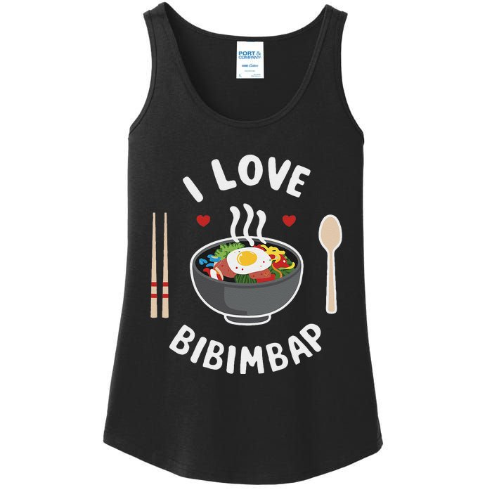 I Love Bibimbap Korean Food Heart Chopsticks Ladies Essential Tank