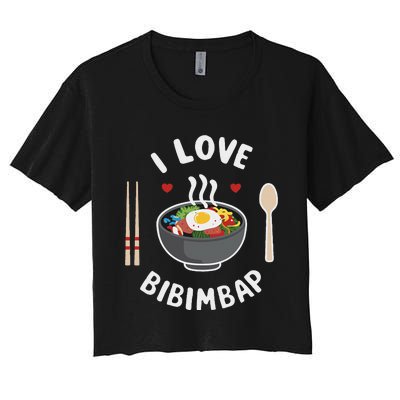 I Love Bibimbap Korean Food Heart Chopsticks Women's Crop Top Tee