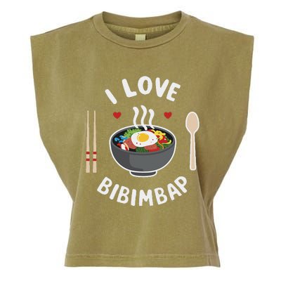 I Love Bibimbap Korean Food Heart Chopsticks Garment-Dyed Women's Muscle Tee