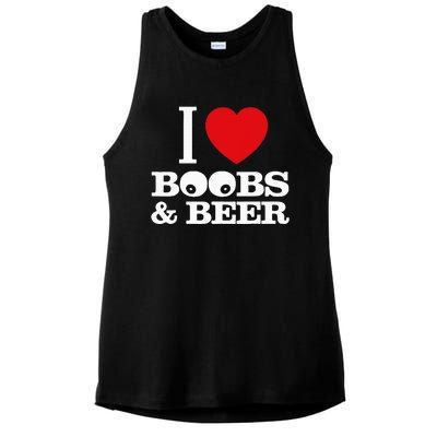 I Love Boobs And Beer Ladies PosiCharge Tri-Blend Wicking Tank