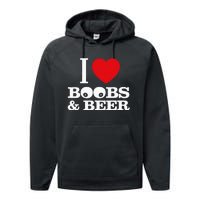 I Love Boobs And Beer Performance Fleece Hoodie